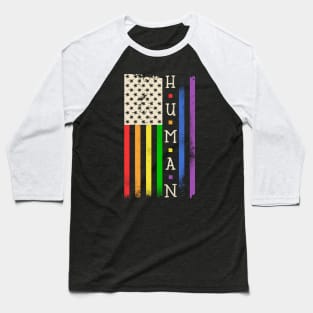 Human Rainbow Flag - LGBT Kindness Love Equality Gay Pride Baseball T-Shirt